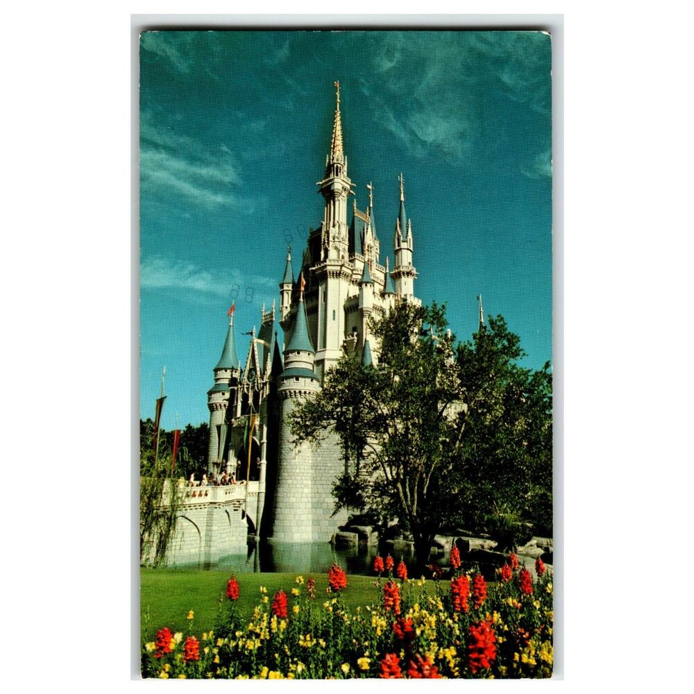 Vintage Disney World Cinderella Castle Postcard Orlando FL 1970s Fantasyland